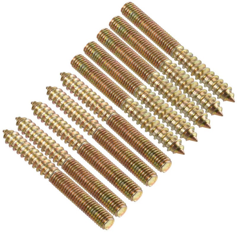 TOP-VIGOR 10Pcs M8x75mm Hanger Bolts, Double Headed Bolts Self Tapping Screw, Double Ended Dowel Screws, Screw Dowels Hanger, Threaded Lag Wood Screws and Machine Bolts for Wood Joint Furniture - Image 1